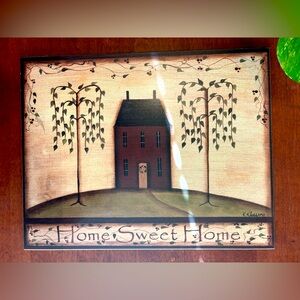 Hand painted Americana picture. Wooden.